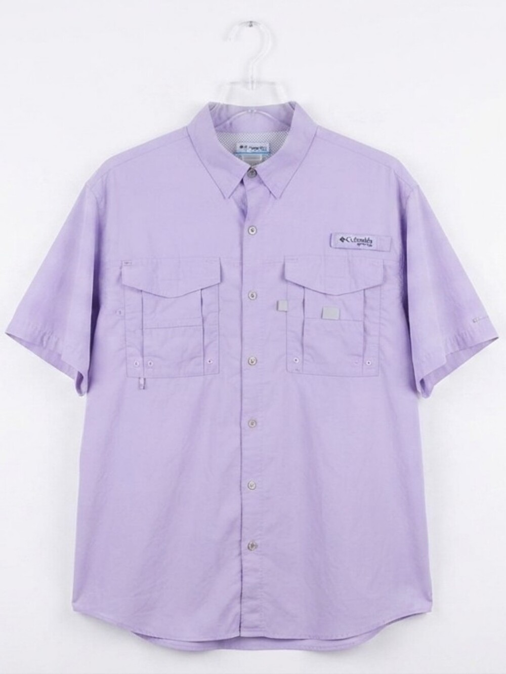 Columbia PFG Men's Short Sleeve Fishing Shirt Light Purple Size XL/TG